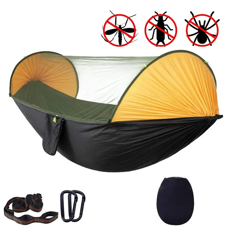 Hamaca para acampar con Red, doble paracaídas que soporta 500 libras, súper ligera, de nailon, para acampar, viajar y hacer senderismo