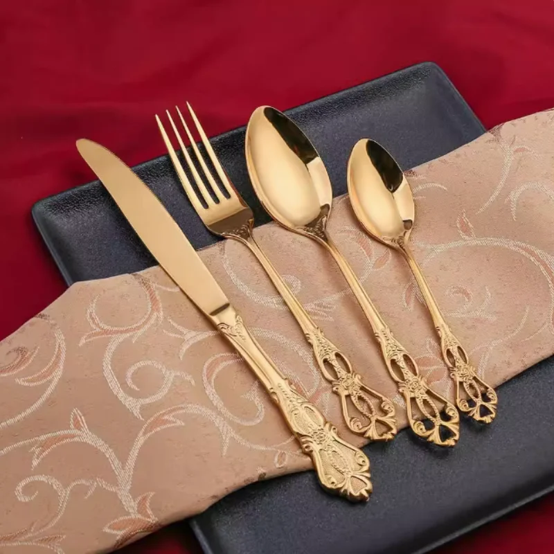 Роскошный Набор Столовых Приборов Из Нержавеющей Стали И Золота Европейский Нож