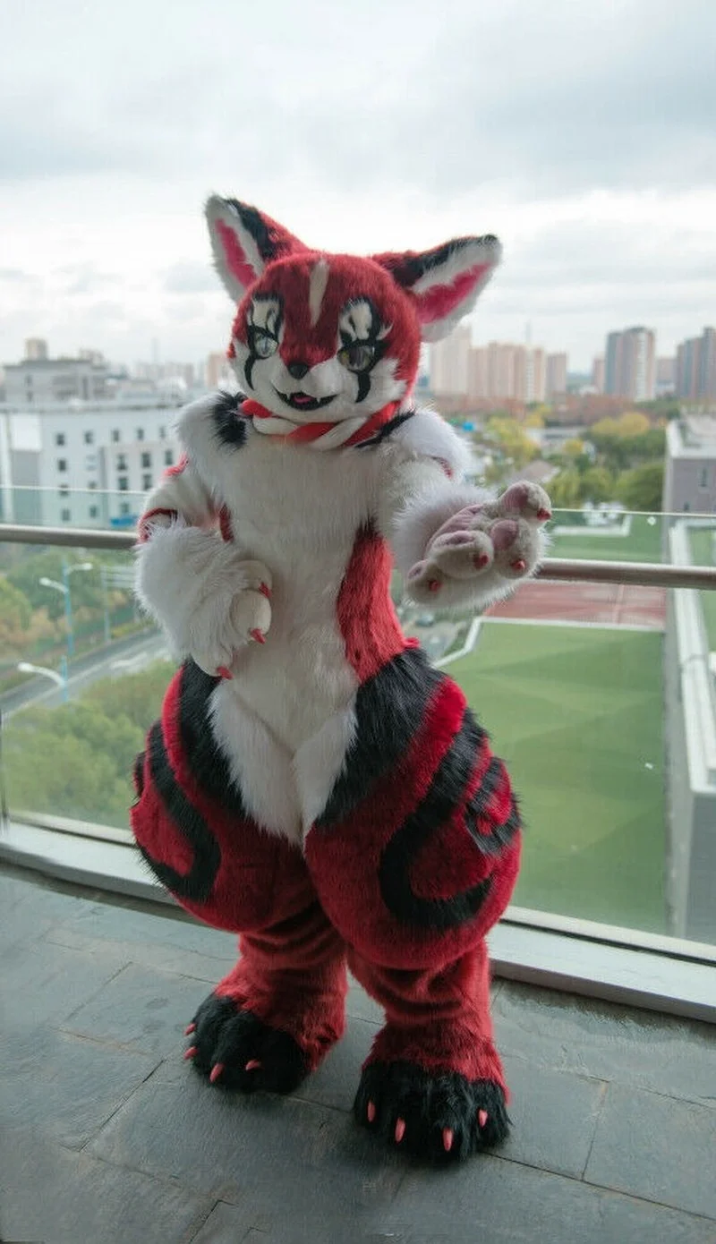 Длинный Меховой Костюм Хаски для Хэллоуина мультяшный костюм косплея пушистый |