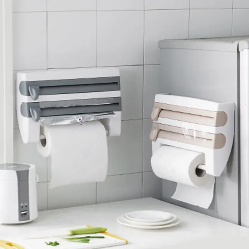 

Multifunction Rack Preservative Wall-mounted Storage Paper Foil Tin Sauce Dispenser Film Organizer Roll Storage Box Kitchen