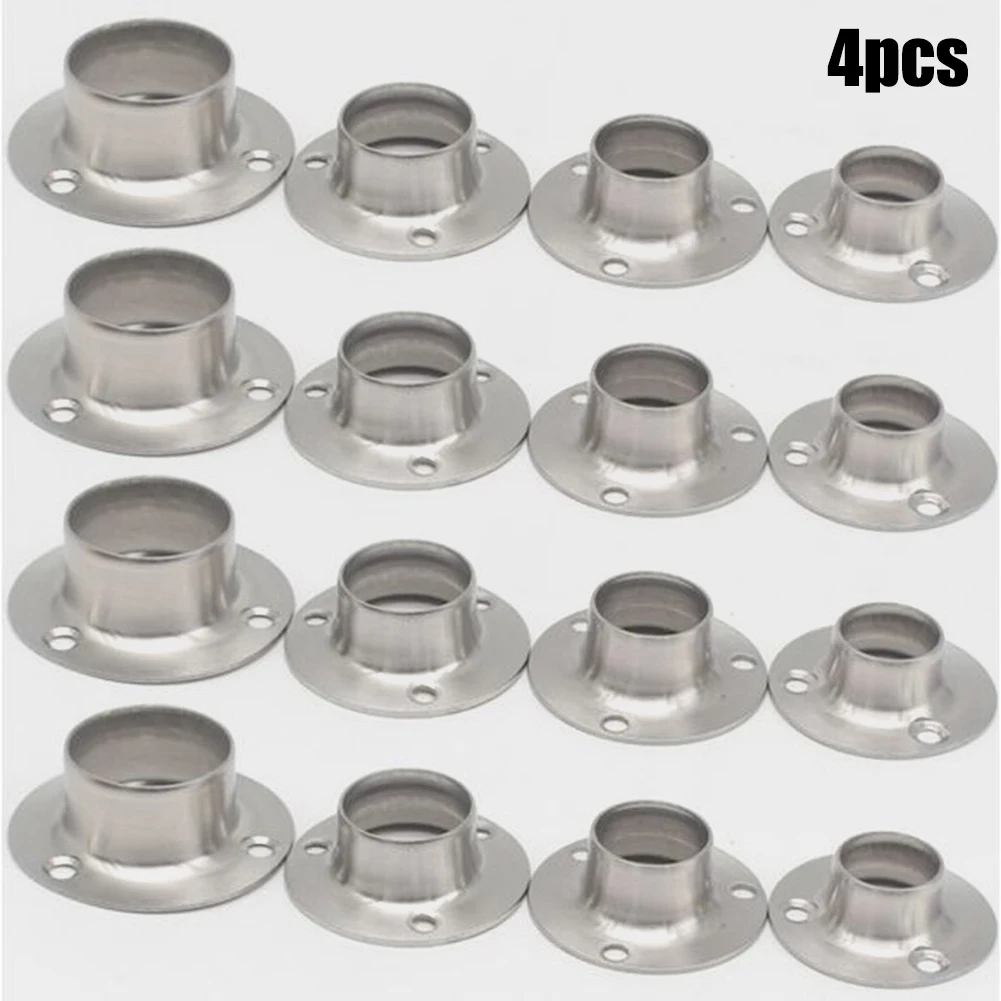 

4Pcs Kleiderschrank Schienen Edelstahl Halterung Socket Stirnhalter Round Flange Brackets For Wardrobe Rails Display Racks