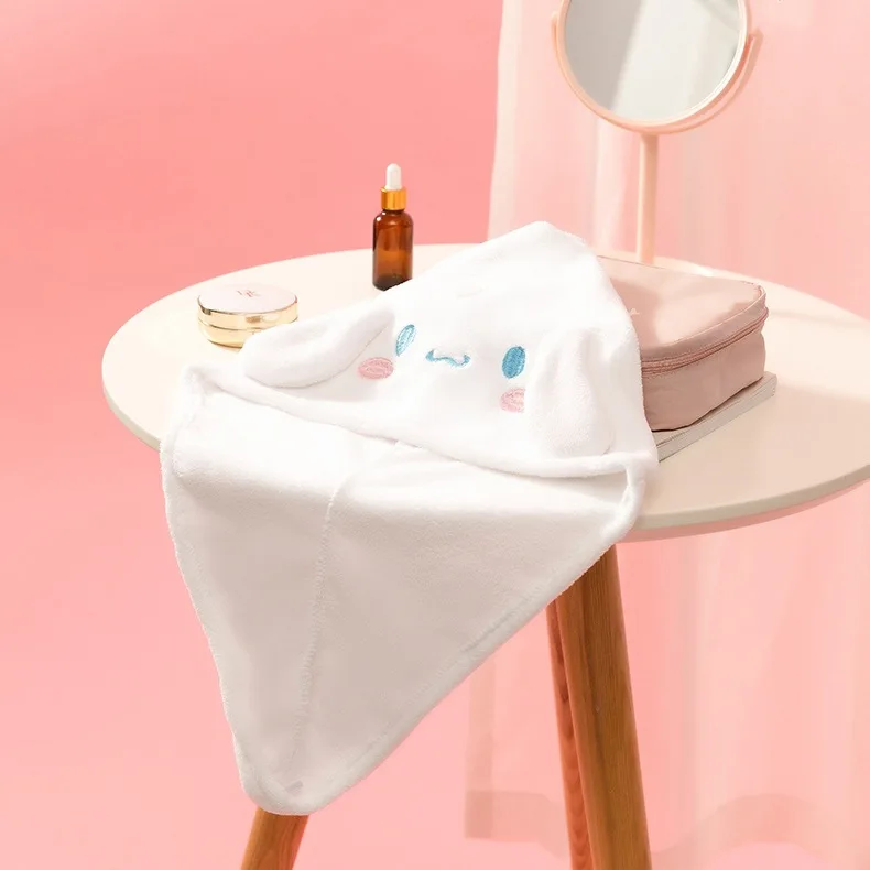

Kawaii Cinnamoroll Sanrio Dry Hair Cap Coral Velvet Children's Dry Hair Cap Absorbing Water Quick Drying Cute Cartoon Bath Cap