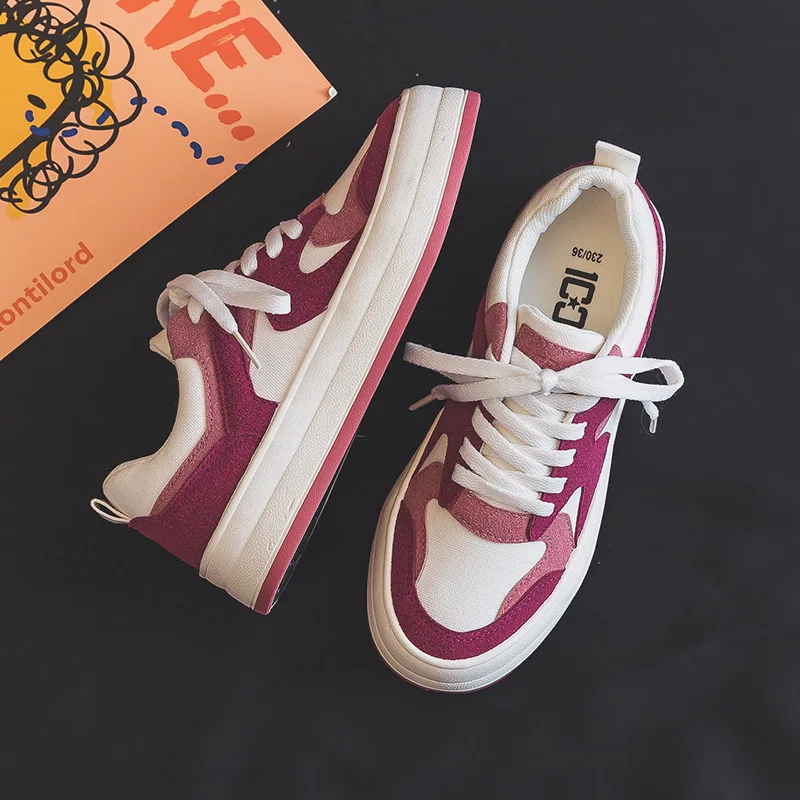 

New Spring Sneakers for Women Casual Flat Skateboard Shoes Breathable Comfortable Female Sports Shoes Platform Vulcanized Shoes
