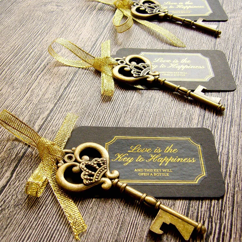 

50pcs Key Bottle Opener with Tags Bridal Wedding Wine Ring Keychain Party Favor Bridal Shower Favors Wedding Gifts for Guests