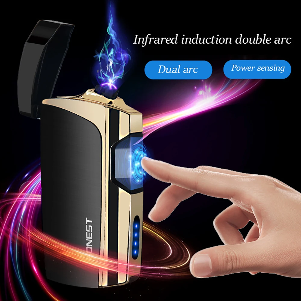 

Brand New Double Arc Electric Lighters Recharging Induction Windproof USB Cigarette Lighter Vibrato Explosive Men's Gifts