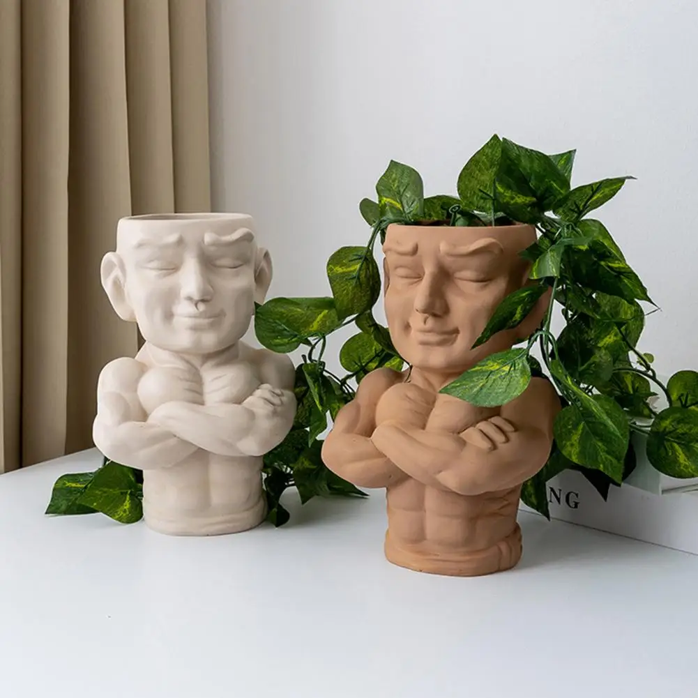 

Modern Plant Pot Muscle Man Flower Pot Resin Cactus Planter Pot Garden Decoration