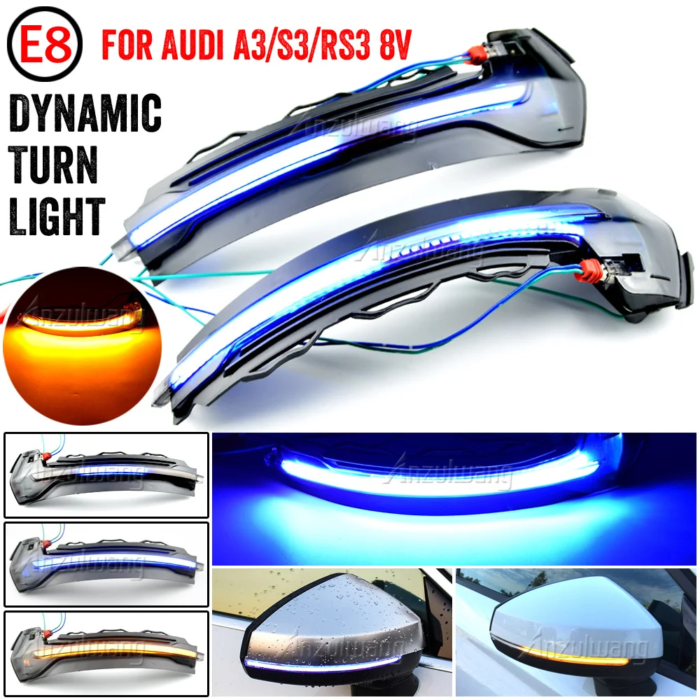 

2pcs for Audi A3 8V S3 RS3 Led Dynamic Turn Signal Light Sequential Side Mirror Indicator Blinker 2013 2014 2015 2016 2017 2018