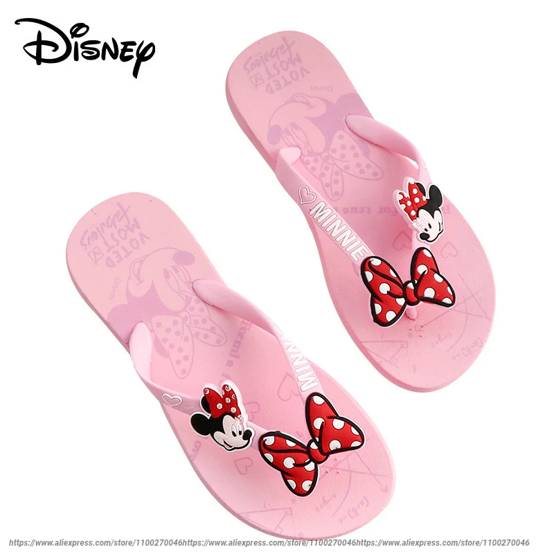 

Disney Minnie Summer Red Sandals Personality Non-slip Mickey Mouse Outdoor Flip Flops ladies Beach Sandals Slippers Size 230-250