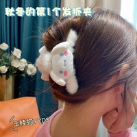 sanrio cartoon surrounding cute plush velvet clip cinnamoroll shark clip ins high value back head hair clip headgear