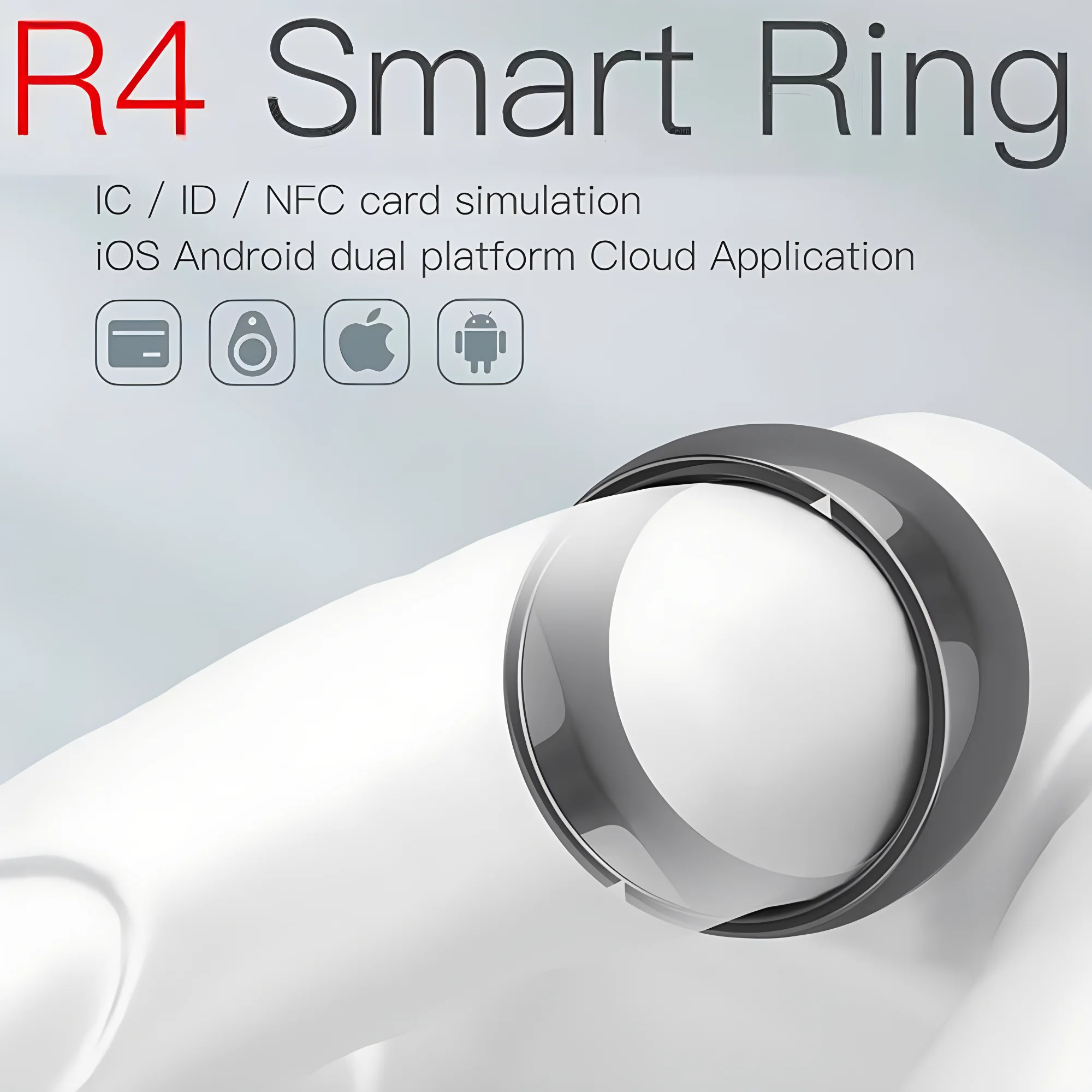 Смарт-кольцо R4 С 4 Слотами Для Карт Контроля Доступа Nfc Gps Ic Id Мониторинг Здоровья