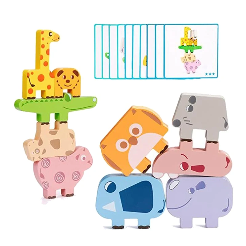 

Деревянная команда строительных игрушек, набор блоков для укладки, животные для малышей, детей, мальчиков и девочек