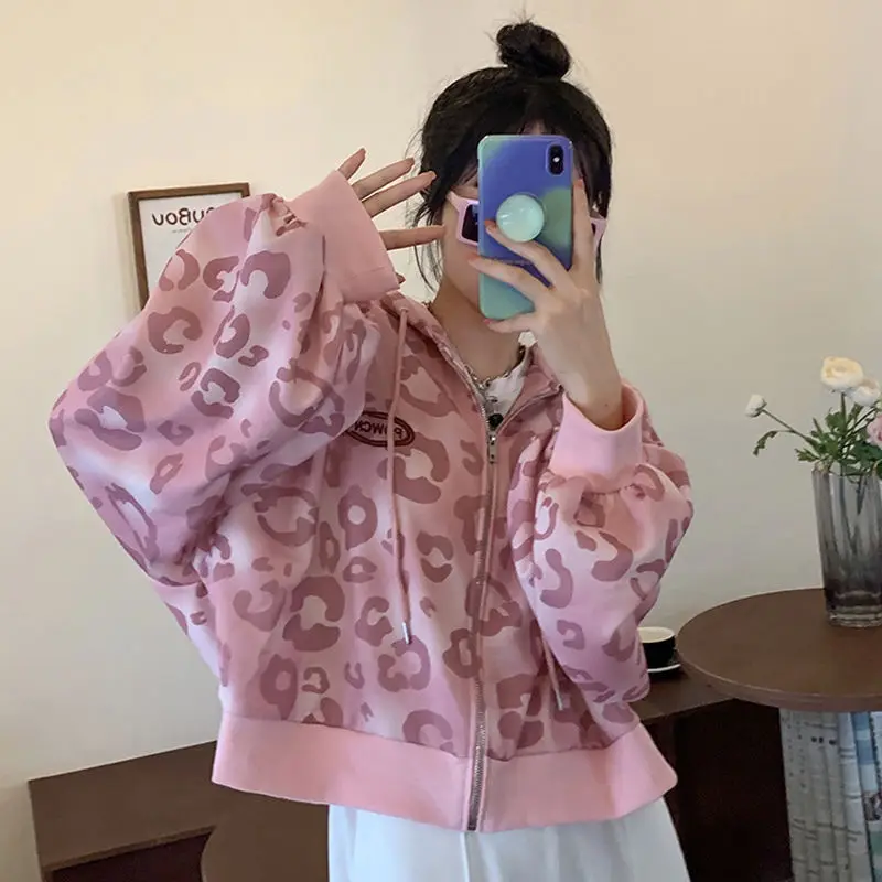 

Deeptown Y2k Zipper Hooded Jacket Women Korean Streetwear Cropped Fashion Style Pink Cute Autumn Jackets Female Oversized Coat