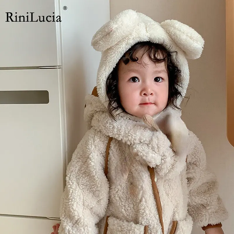 

RiniLucia Autumn Winter Baby Boys Girls Hat Fleece Cute Ear Cap Children Kids Warm Plush Solid Cartoon Ear Protection Warm Hat