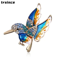 cute crystal rhinestone bird brooch for woman child alloy animal brooches holiday gift