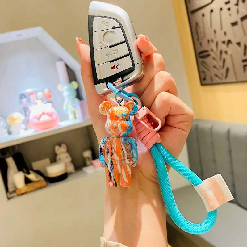 

Милые парные милые украшения для рюкзака украшение для девочек маленькие подарки брелки для девочек кукла с жидким медведем брелок с подве...