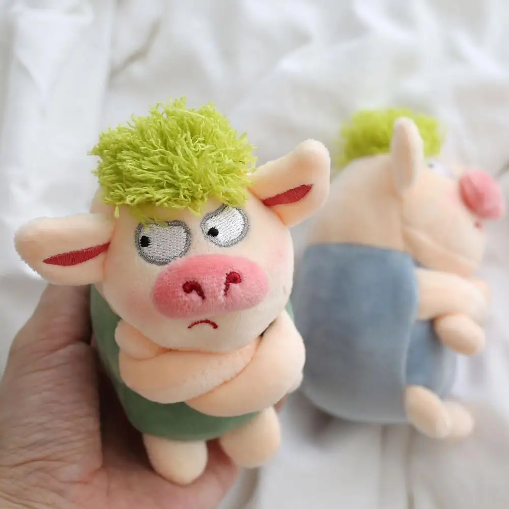 

Multifunctional Cartoon Plush Piggy Keychain Stuffed Pendant Green Hair Adorable