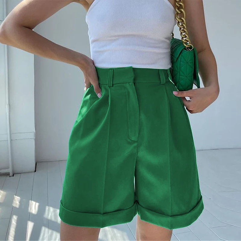 Shorts Women High Waist Pocket Zipper Cotton Casual Women's Summer Shorts Loose Fashion Suits with Shorts Solid Women's Shorts