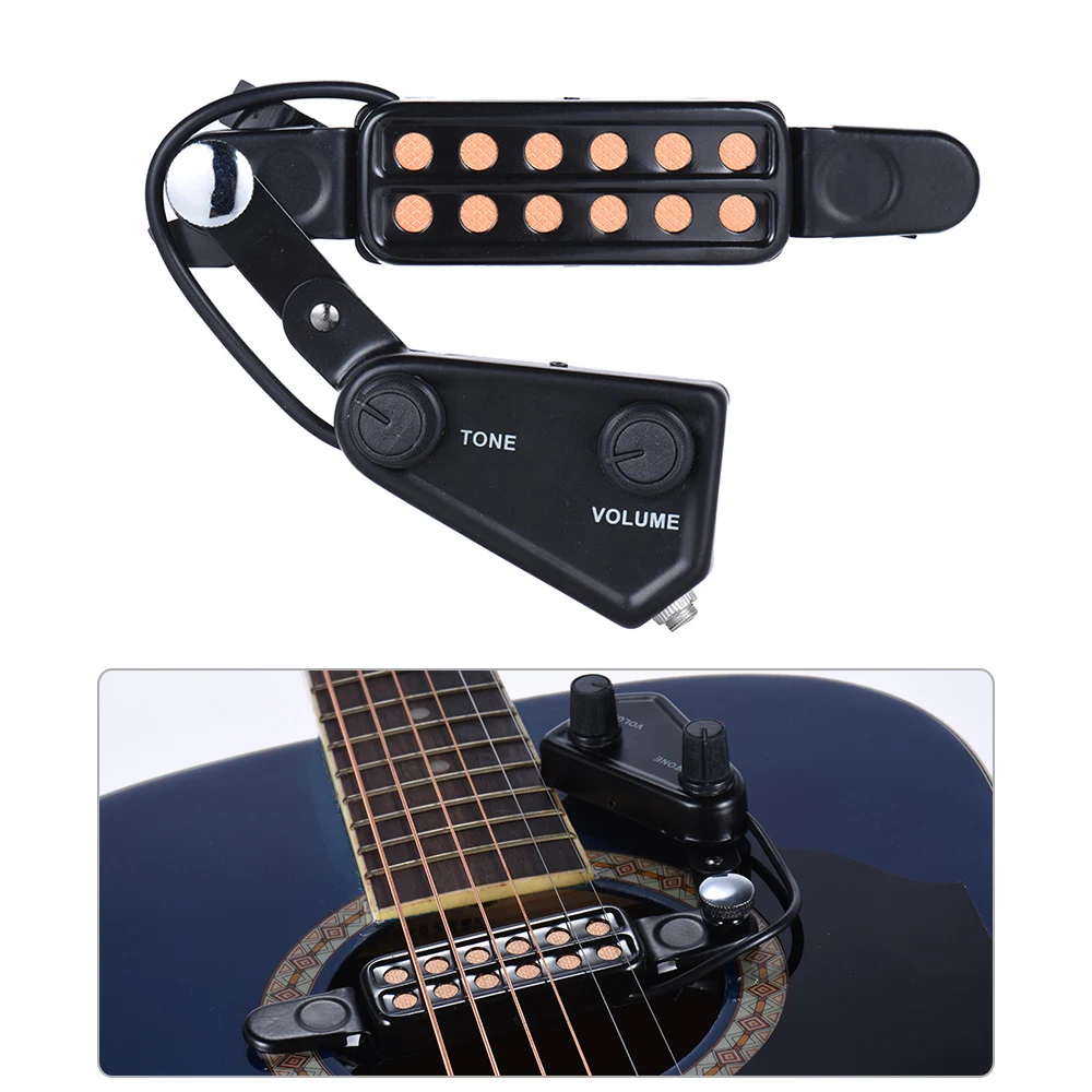 

12-hole Acoustic Guitar Sound Hole Pickup Magnetic Transducer with Tone Volume Controller Audio Cable Guitar Parts & Accessories