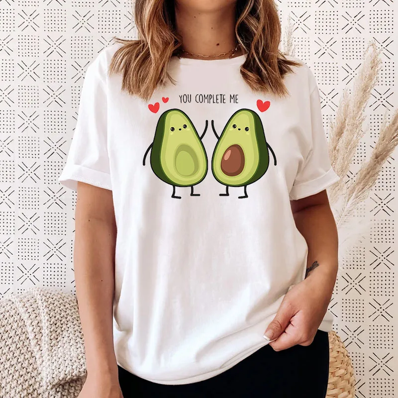 

Colored Avogato 100% Cotton T-shirt Cute Avocado Vegan Tops Tee Funny Women Short Sleeve Graphic Clothing camisetas de mujer 4XL