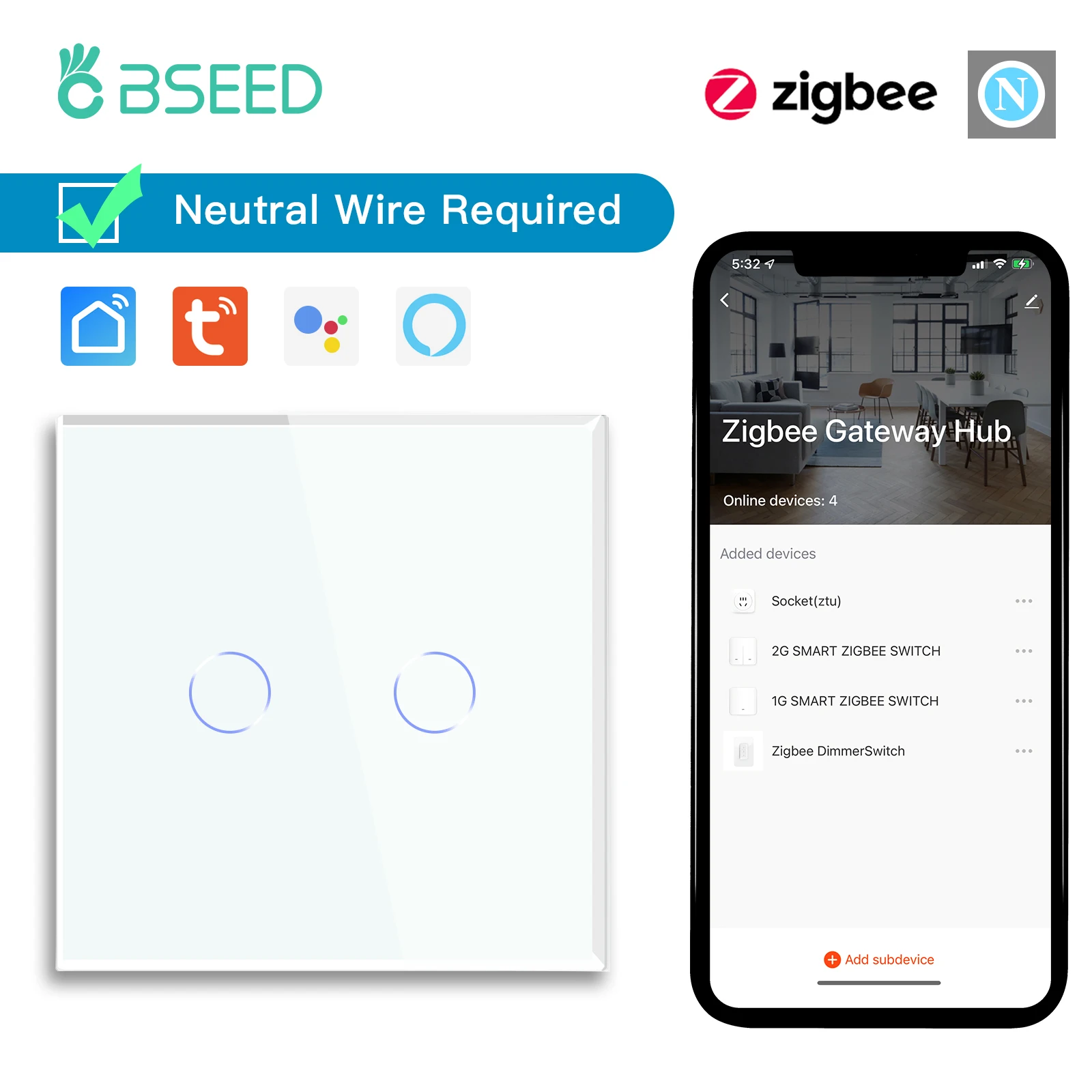 

BSEED ZigbeeTouch Умные выключатели света