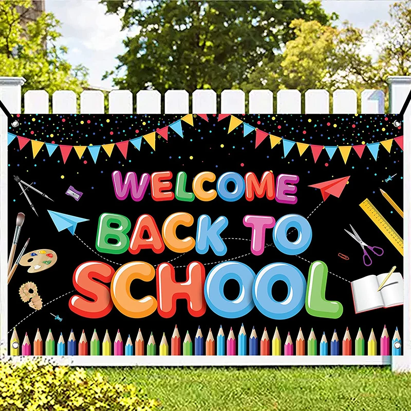 

Welcome Back To School Kindergarten Backdrop for Photography Background Wall Decoration Classroom Colorful Banner Photo Booth