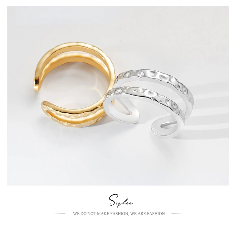 

2022 Hot Selling Stainless Steel Meteor Crater Ring Geometric Double Layer Hand Ring Women Office Titanium Rings Jewelry Gift