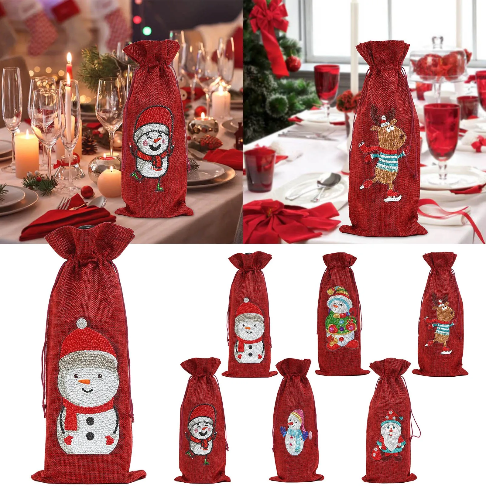 Christmas Santa Wine Bottle Set Bag Bag Candlelight Dinner And Christmas Family Party Table Decorations Rocking Glasses