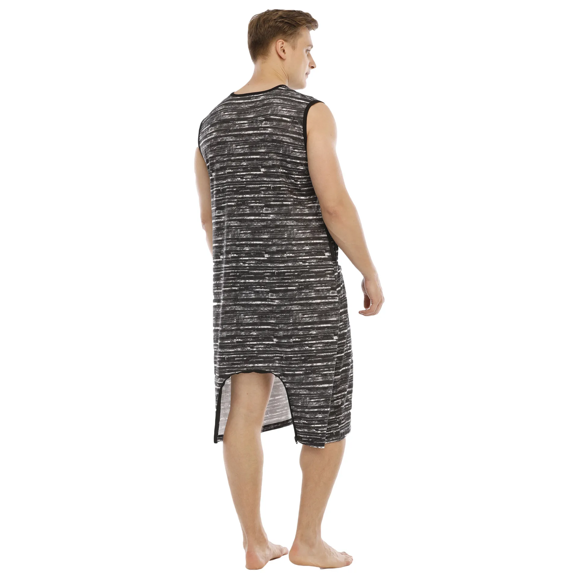 Sleepwear for Men Pijamas Hombre Star Hanging Sleeveless Casual One Piece Homewear Stripe Bodysuit Mens Onesie Pjs 2022 Summer