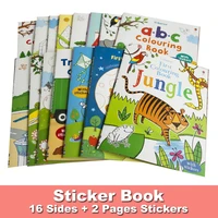 usborne sticker book kindergarten activity learning worksheet cartoon picture coloring books16 sides and 2 pages stickers