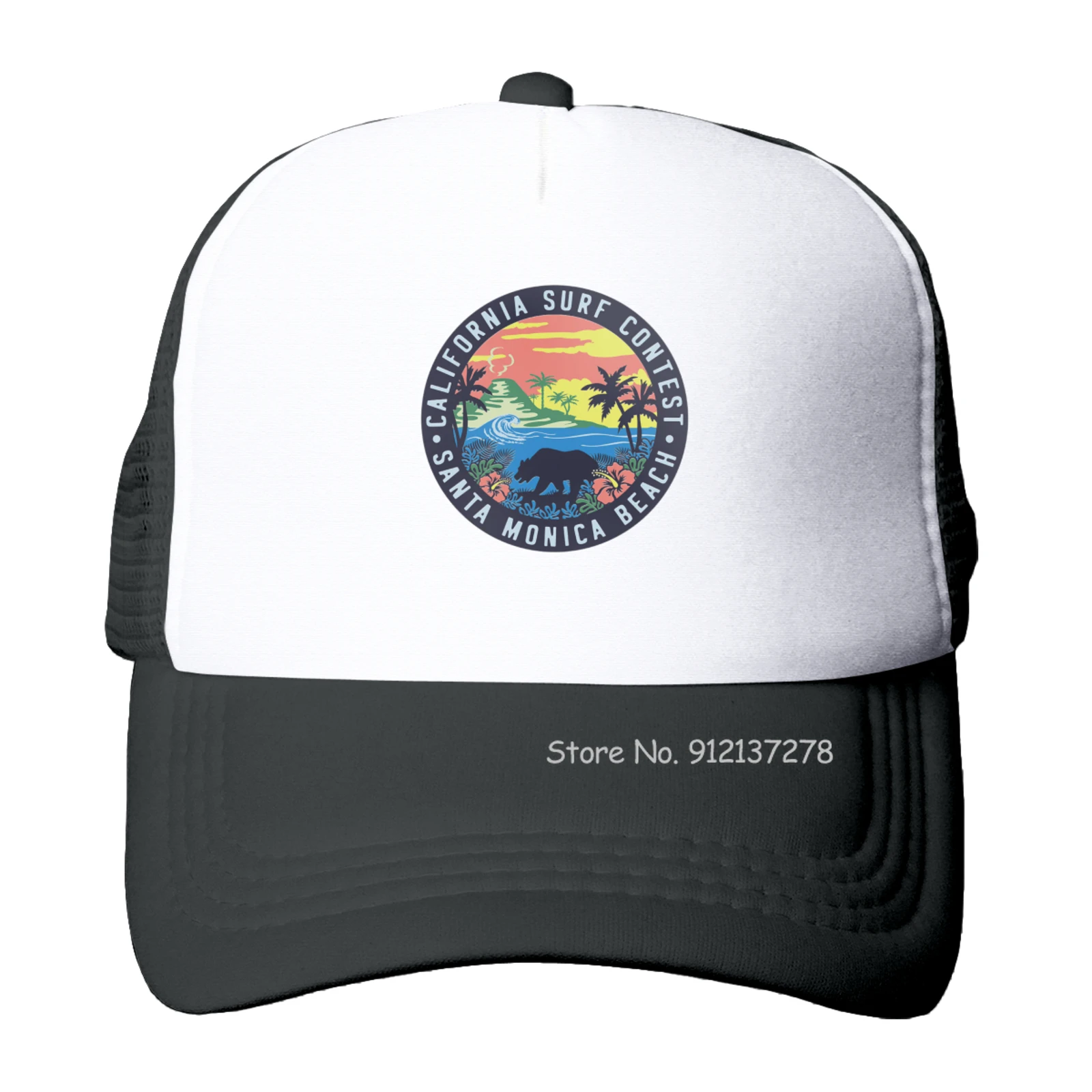 

California Surf Contest Santa Monica Beach Hats Women Retro Vacation Beach Sun Hat Unisex Summer Mesh Breathable Baseball Caps