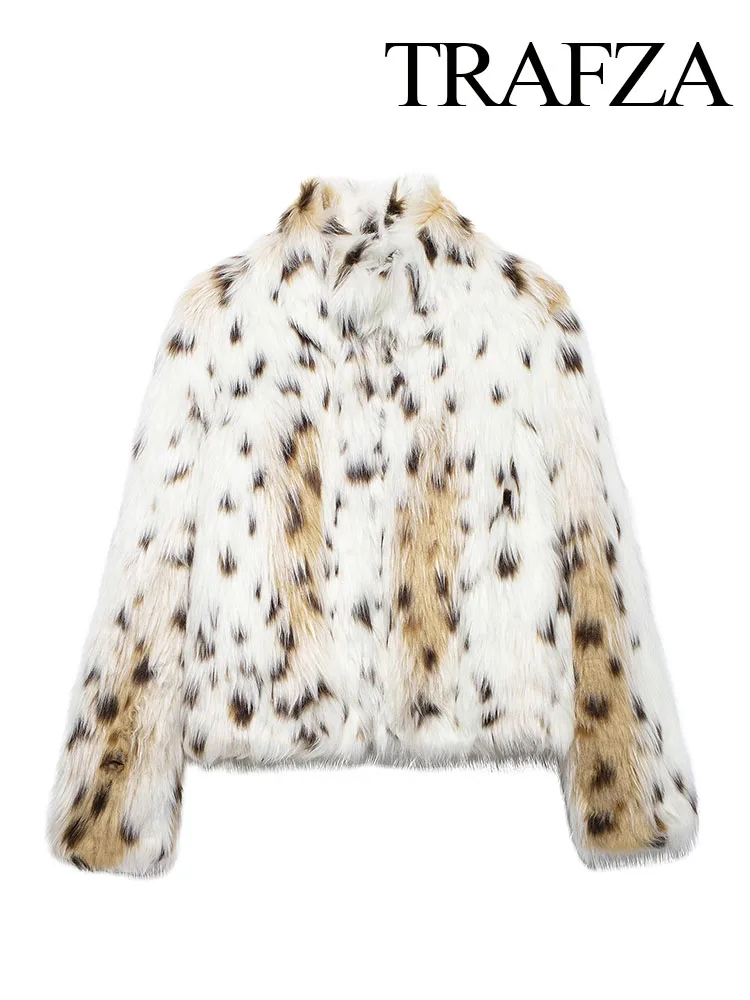 Женское зимнее модное пальто с пятнистым принтом