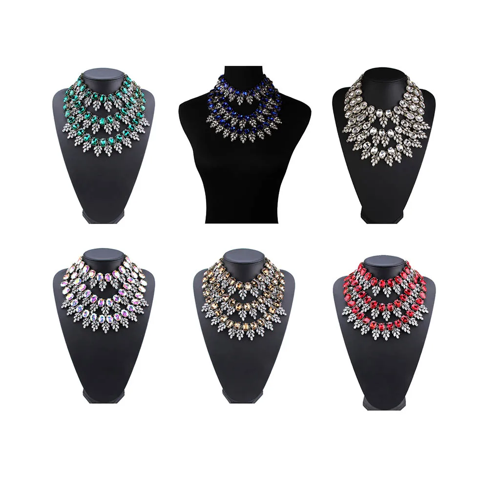 

Женское геометрическое ожерелье из сплава цепи до ключиц Многослойные стразы ожерелья декор регулируемые женские ювелирные изделия свида...