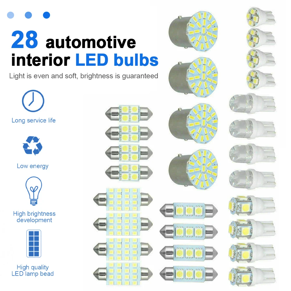 

Комплект светодиодных ламп для салона автомобиля, 6000 К, 28 шт.