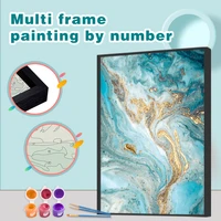 gatyztory painting by number blue ripple landscape modern kits handpainted hand diy multi aluminium frame on canvas for living