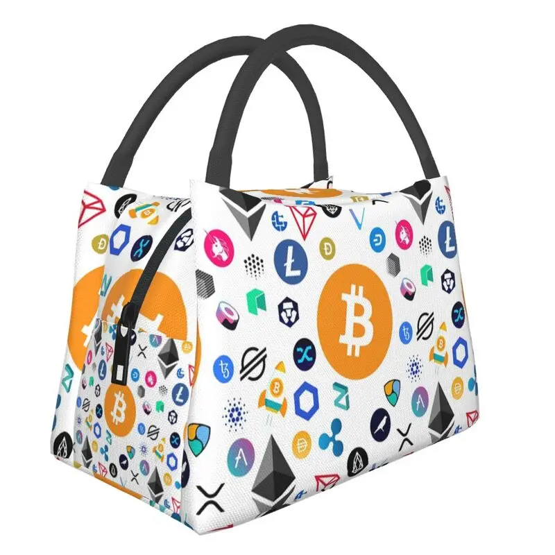 

Crypto Currency Bitcoin Insulated Lunch Bag for Women Leakproof Blockchain Btc Cryptocurrency Thermal Cooler Lunch Box
