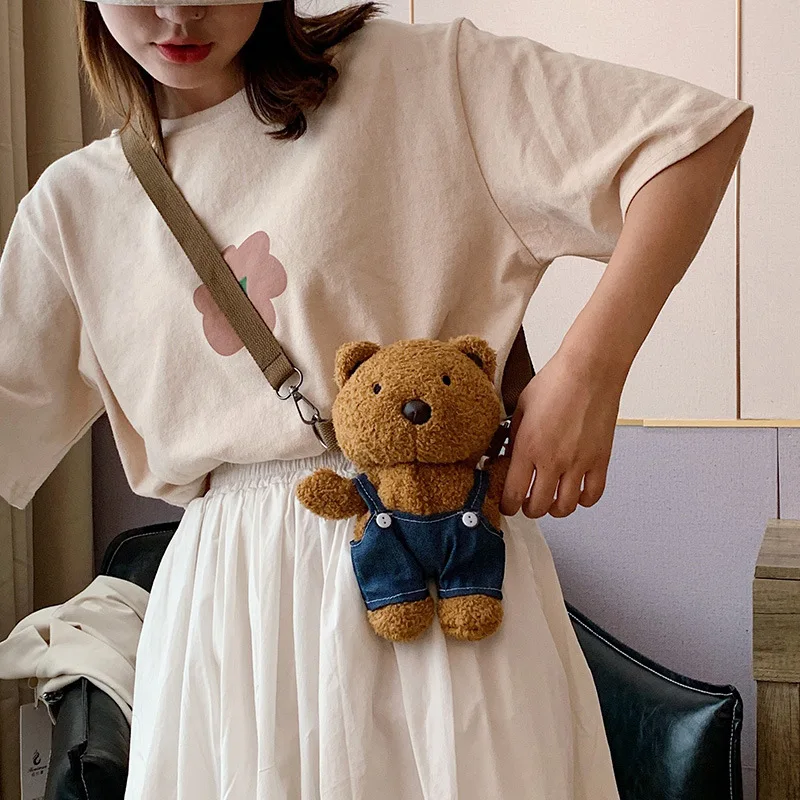 Women Cartoon Bear Plush Shoulder Bag Cute Soft Ladies  Fur Bag Female Party Little Girl Christmas Gift Mini Backpack