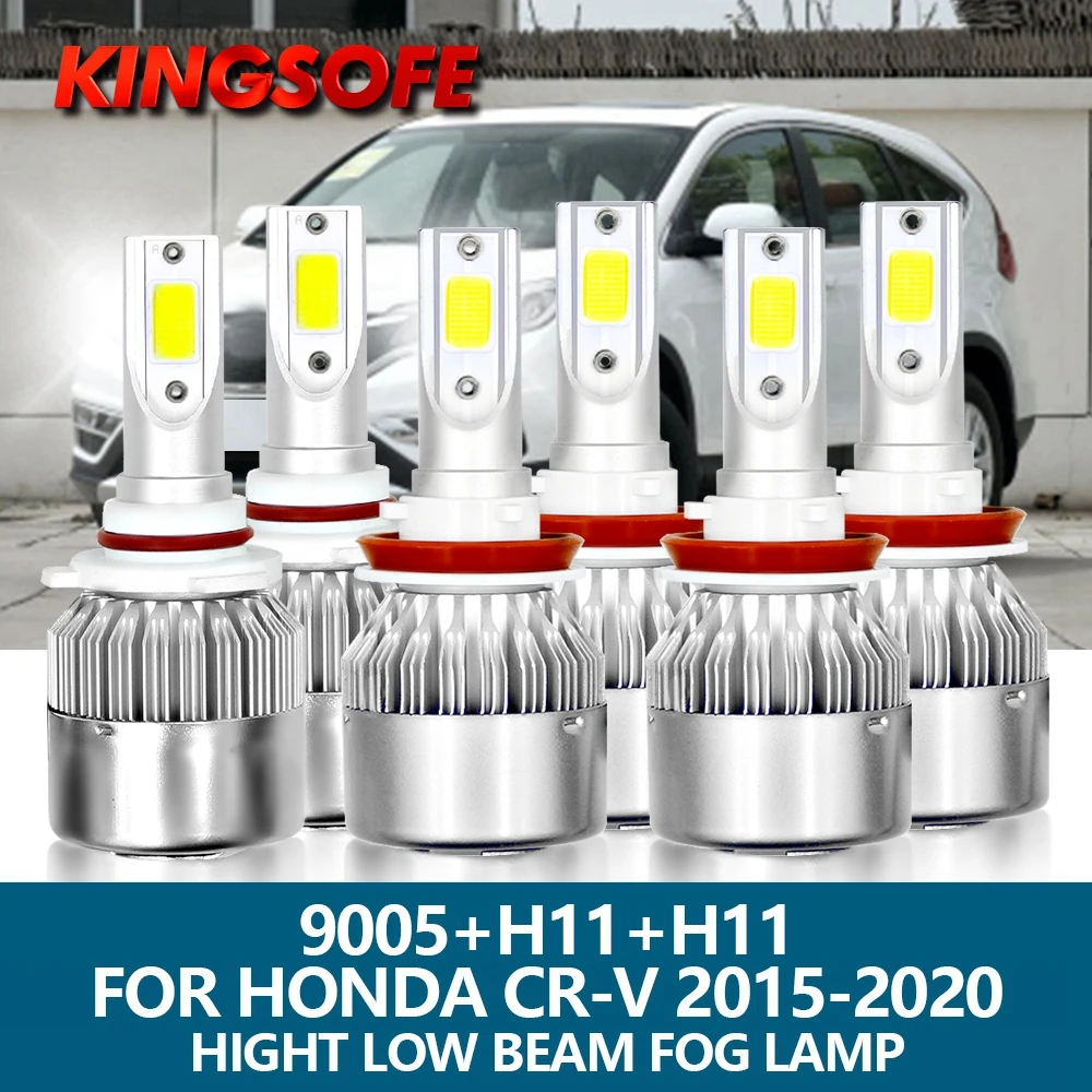 

6X LED Headlight 9005 HB3 H11 Car Light 8000LM 72W 6000K COB Chip Hight Low Beam Bulbs Fog Lamp Kit For Honda CR-V 2015-2020