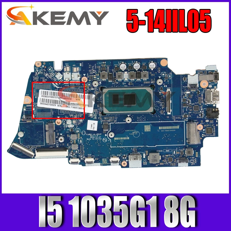 

LA-J551P For Lenovo ideapad 5-14IIL05 Laptop motherboard LA-J551P With CPU I5 1035G1 8G UMA FRU 5B20Y88970 100% Fully Tested