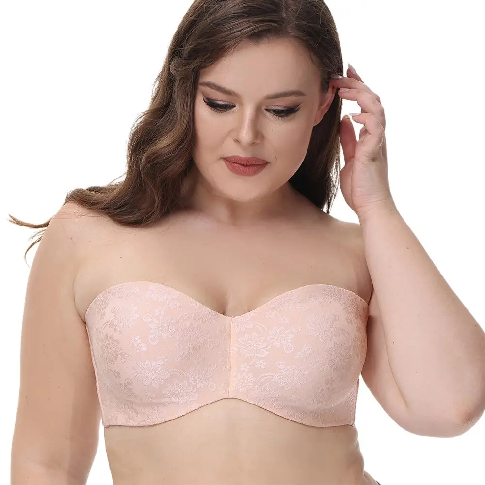 

New Sexy Women's Strapless Minimizer Bras Large Bust Unlined Seemless Underwire Bandeau Bra Plus Size Convertible Straps Bra