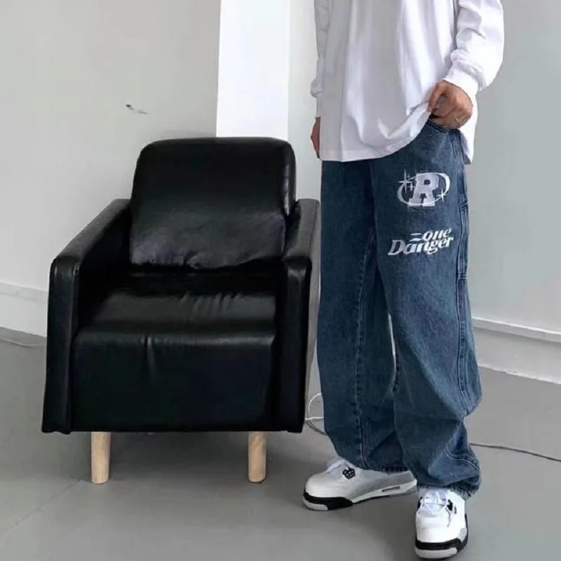 Baggy Jeans American Vintage Embroidered Black Jeans Men Spring and Autumn Personalized Fashion Trousers Cargo Pants Men
