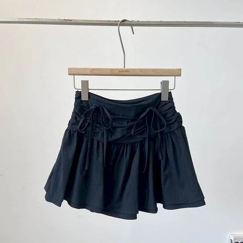 Юбка женская трапециевидная на шнуровке повседневная короткая юбка в