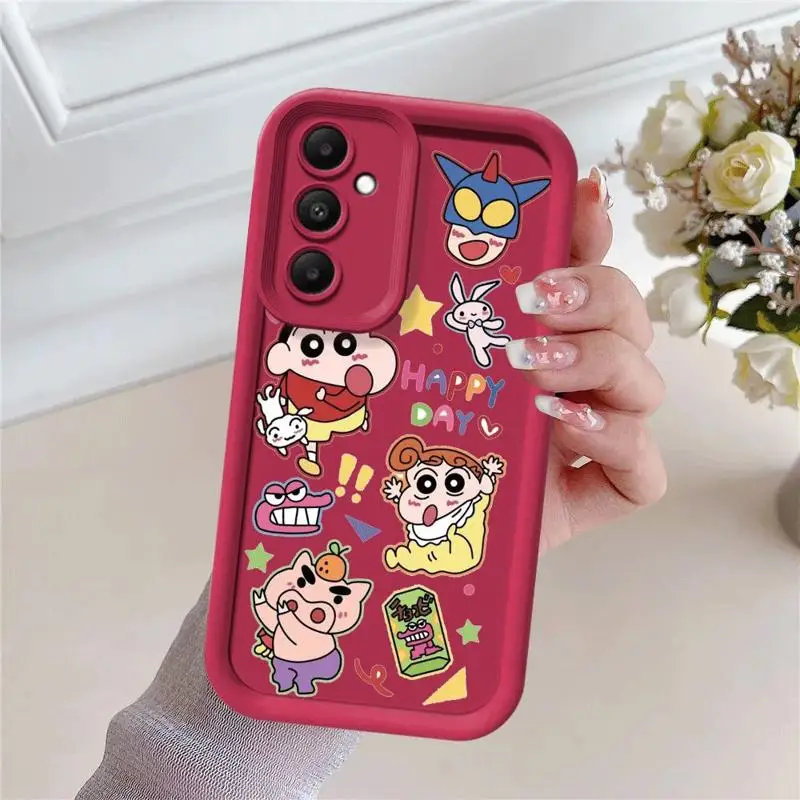 Милый чехол для телефона C-Crayon S-ShinChan Comics с 3d краями Samsung Galaxy A55 A54 A53 A15 A12 A13 A14 A35 A25 A50