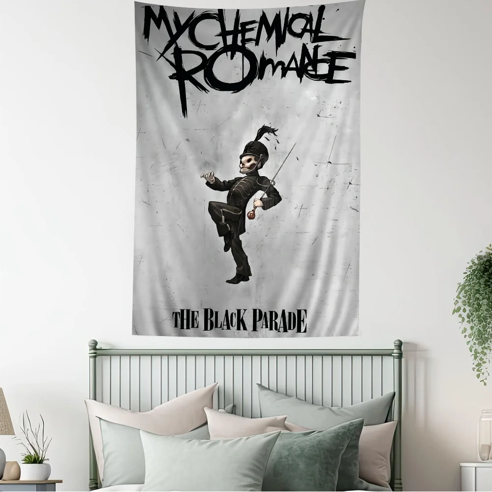 My C-Chemical R-Romance Band Anime Tapestry Hippie Flower Wall Carpets Dorm Decor Hanging Home