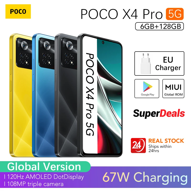 poco x4 pro 5g 6gb 128gb global version smartphone 108mp triple camera 120hz amoled fhd display 67w turbo charging free global shipping