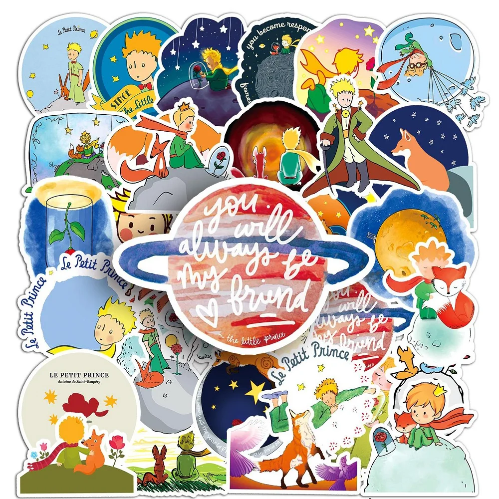 

Наклейки Little Prince для ноутбука, планировщика, мотоцикла, бутылки с водой, коньков, гитары, багажа, настенные канцелярские принадлежности, 10/50 шт.