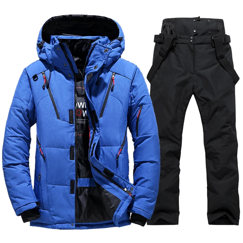 New Ski Suit Men Winter Warm Windproof Outdoor Sports Snow Down Jackets and Pants Male Snowboard Wear Camping Overalls