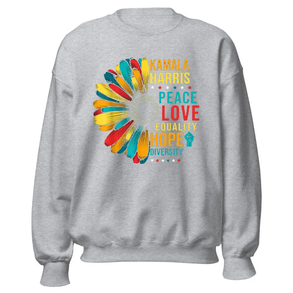 Kamala Harris Peace Love Equality Hope Diversity Толстовки президента Мадам женские топы большого