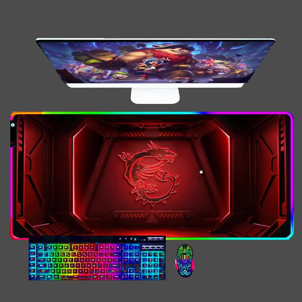 

MSI RGB Mouse Pad Large Gamer XXL Keyboard LED Desk Mouse Mat Carpet Rubber Tapis Souris Gaming Accessories Backlight Mousepad
