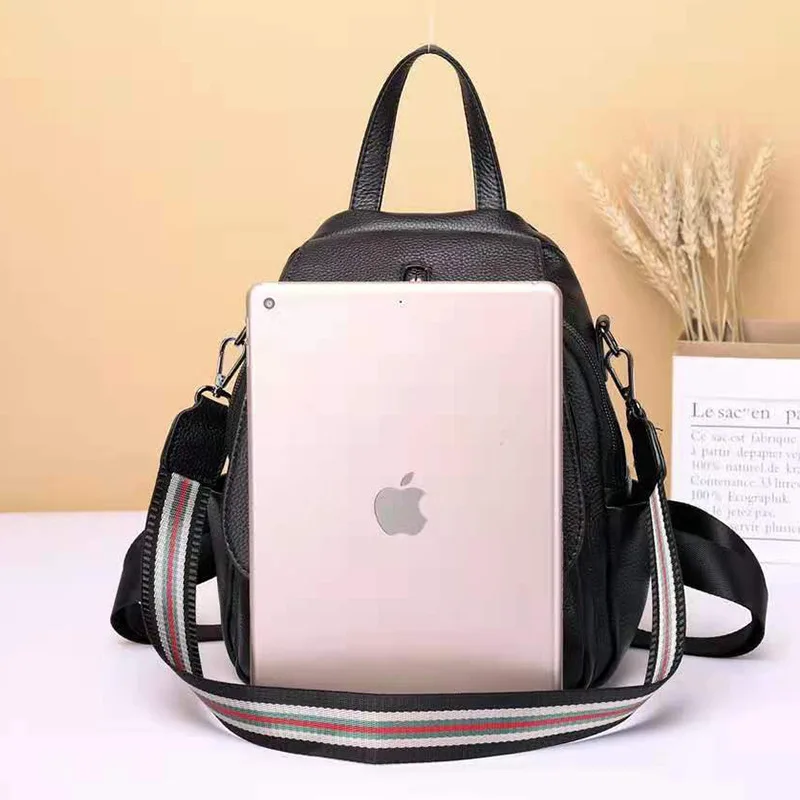 Новинка 2022 женский рюкзак из натуральной кожи модные повседневные Черные сумки