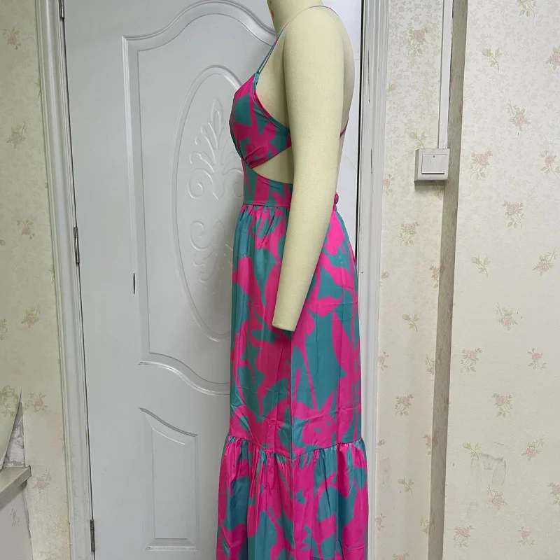 Ellafads женское летнее платье сексуальное макси с V-образным вырезом и вырезами